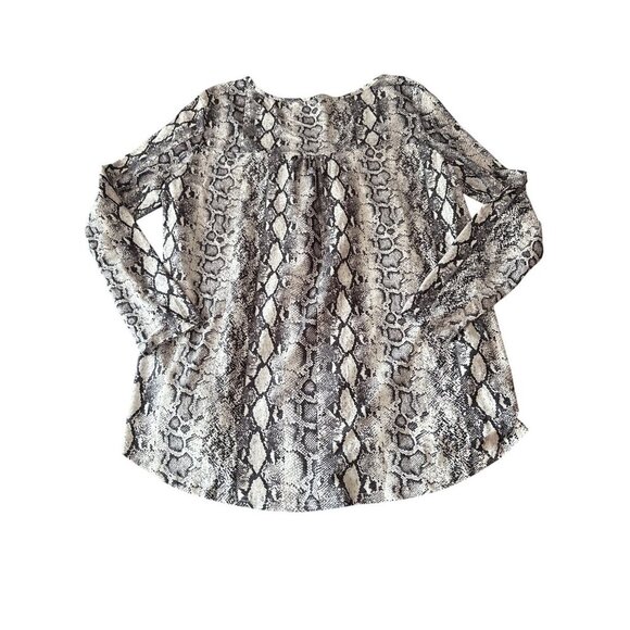 Snakeskin Print Womens Long Sleeve Blouse 3XL By Luckymore 65% Polyester 30% Ray - Picture 5 of 5
